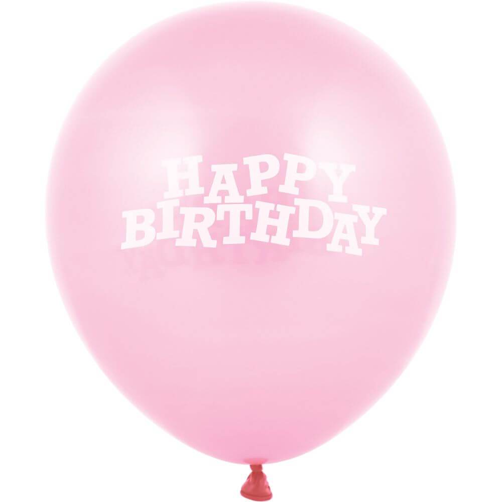 Happy Birthday Latex Balloon 12in, Classic Pink 