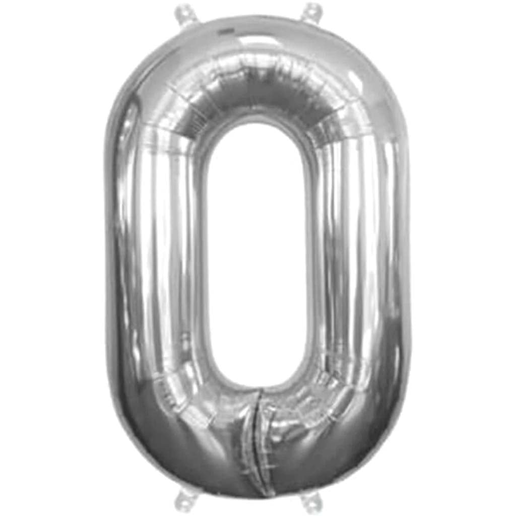 FOIL BALLOON NUMBER 0 SILVER 16in