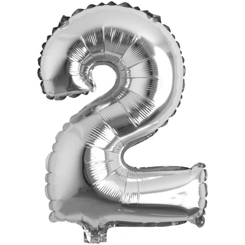 Foil Balloon Number 2  16in Silver