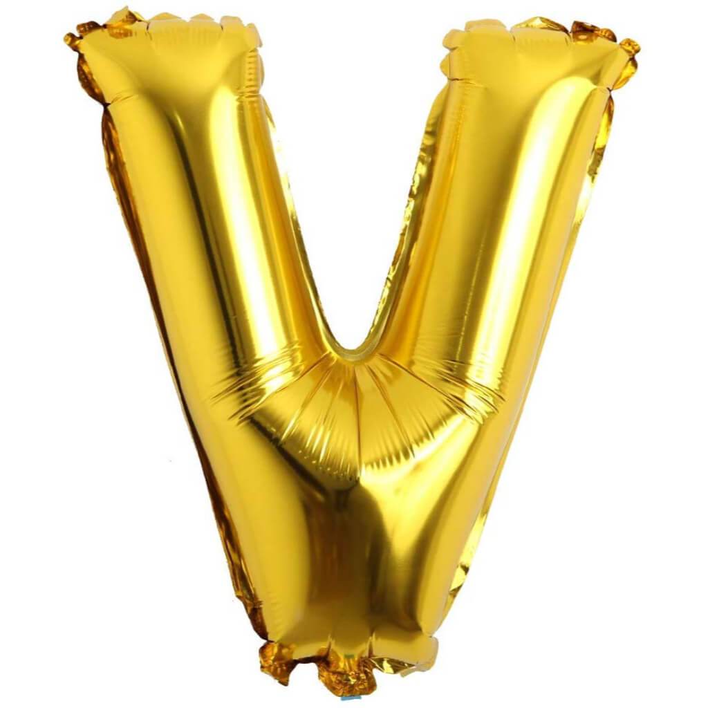 Foil Balloon Letter V  16in Gold