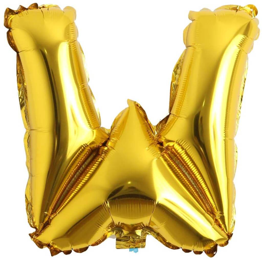 Foil Balloon Letter W  16in Gold