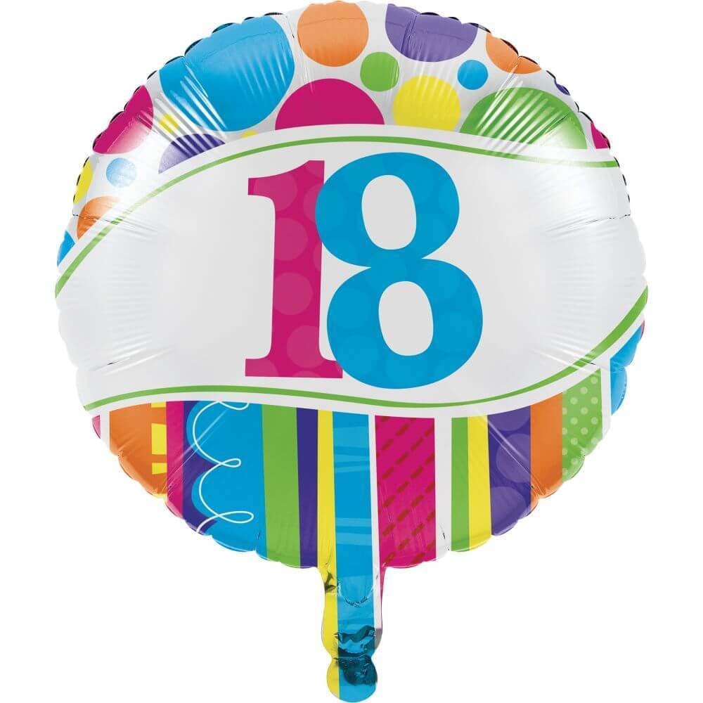 Bright And Bold 18th Birthday, Foil Balloon 18in 