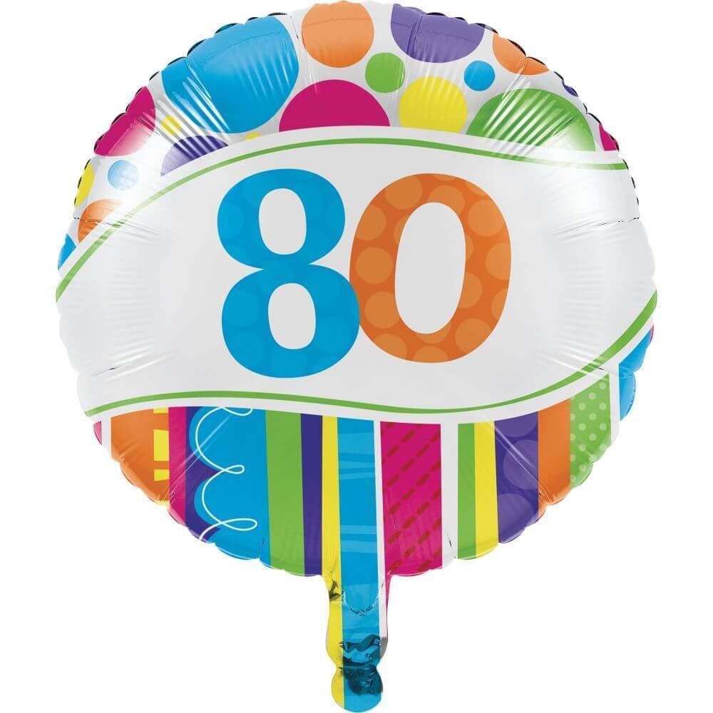 Bright And Bold 80th Birthday, Foil Balloon 18in 