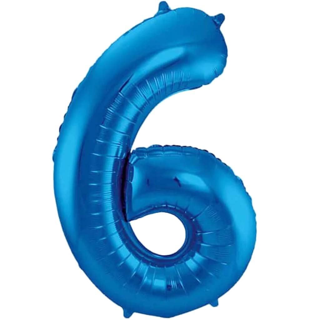 FOIL BALLOON NUMBER 6 BLUE 16in