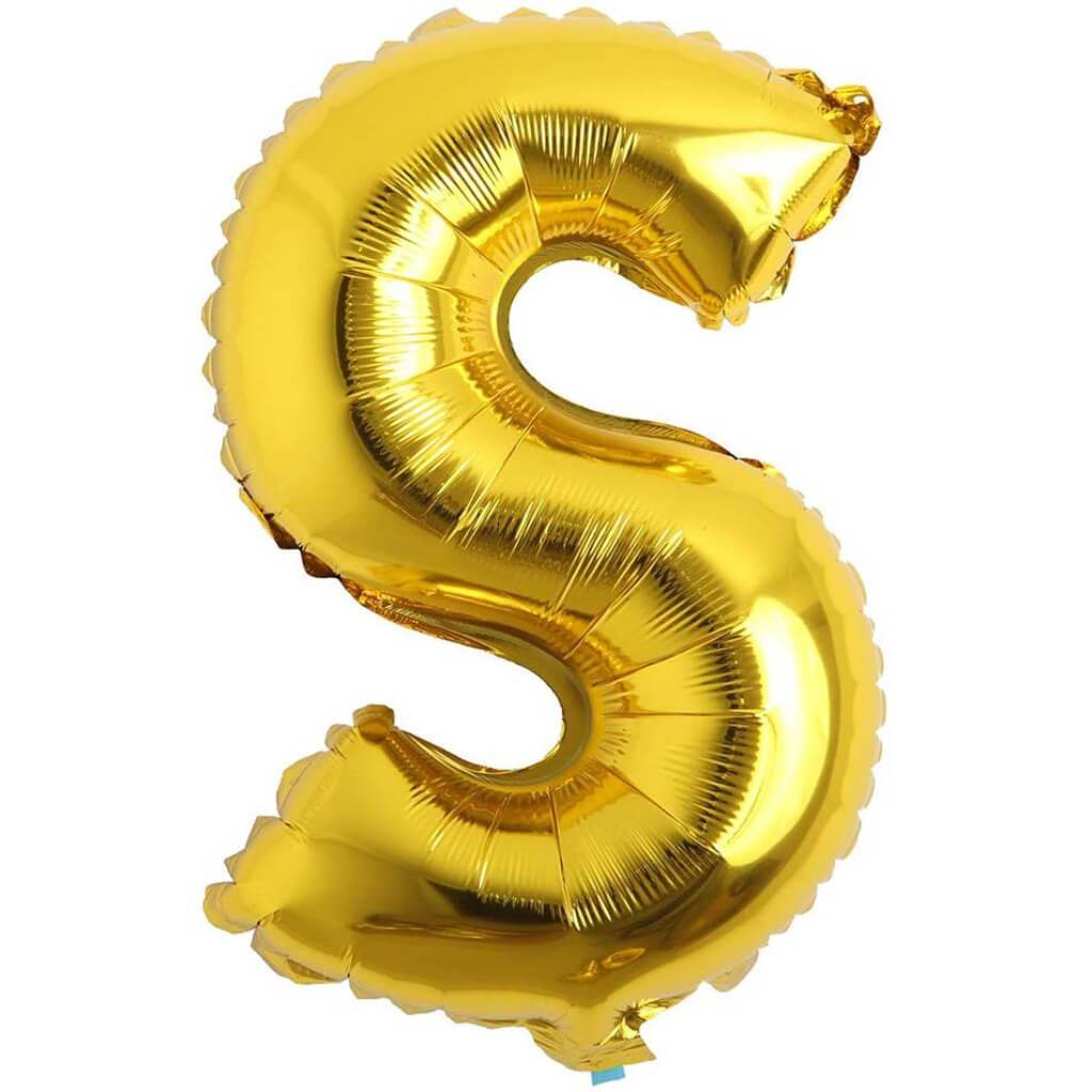 Foil Balloon Letter S  16in Gold