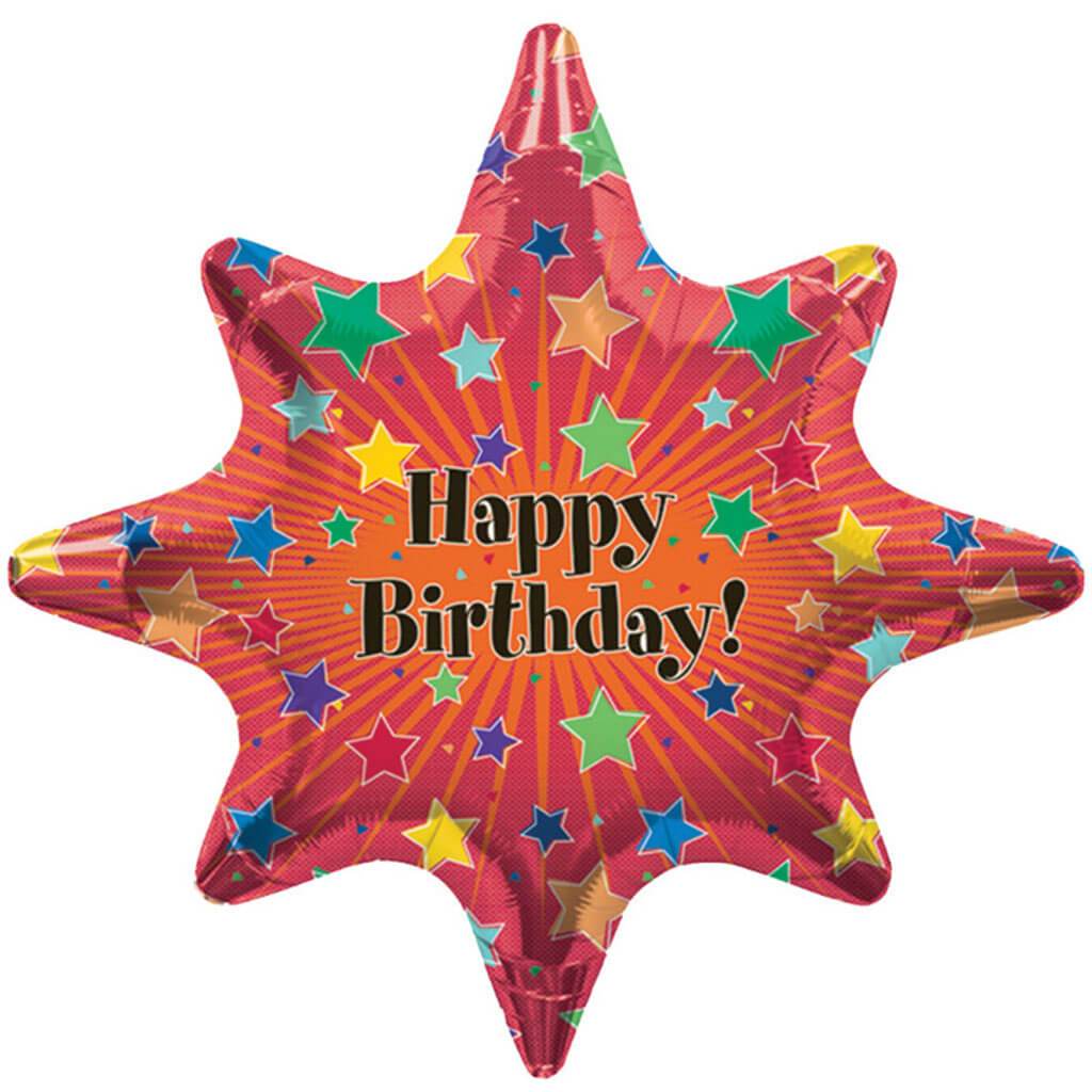 Birthday Burst Star Foil Balloon, 24in