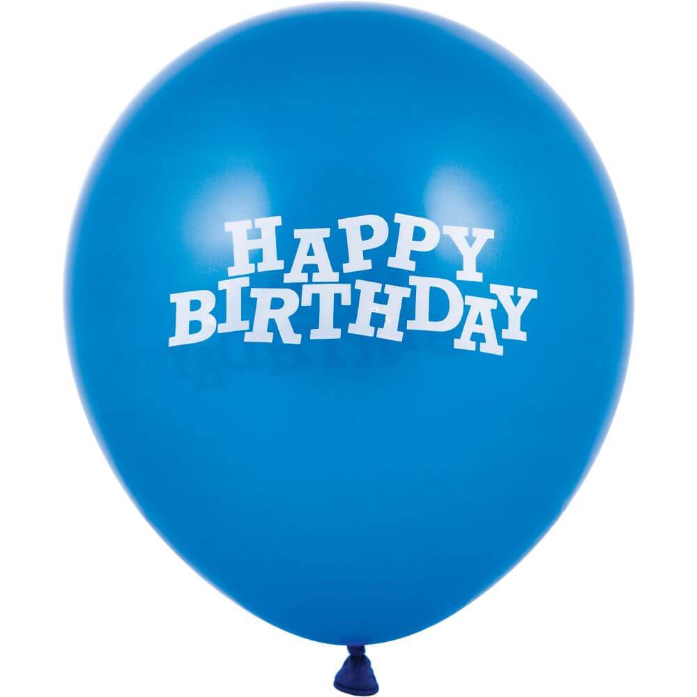 Happy Birthday Balloon 12in 15ct, True Blue 