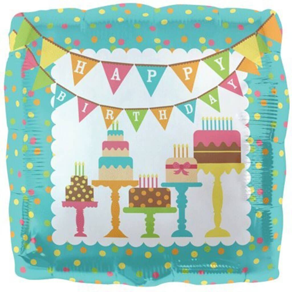 Birthday Banner Cakes Foil Balloons, 16in