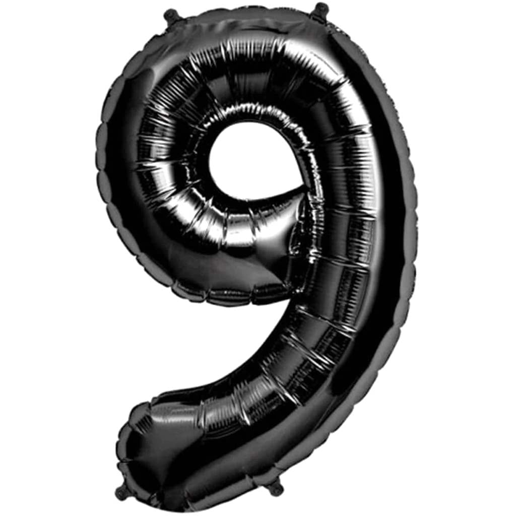 FOIL BALLOON NUMBER 9 BLACK 34in