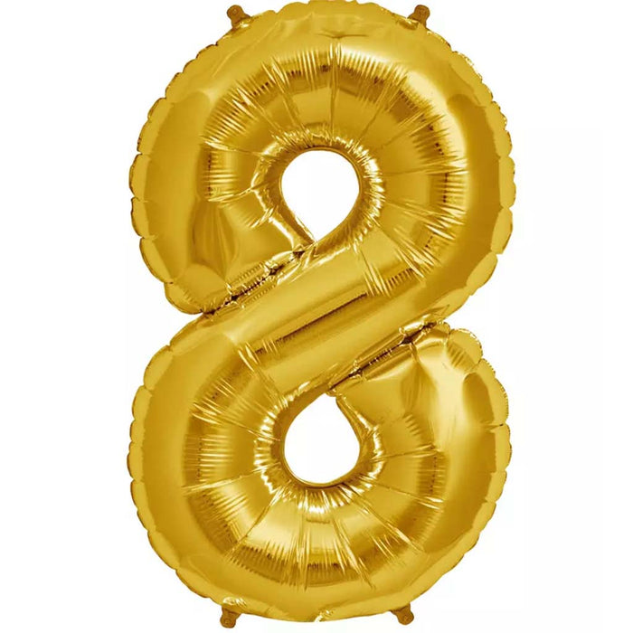 FOIL BALLOON NUMBER 8 GOLD 34in 