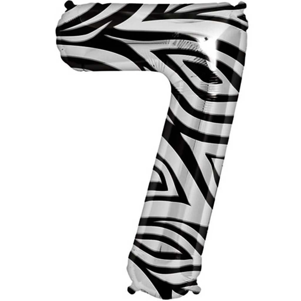 FOIL BALLOON NUMBER 7 ZEBRA 34in 