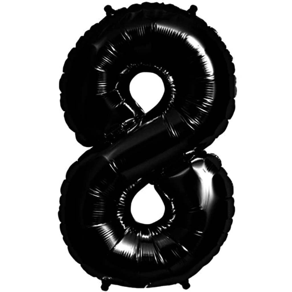 FOIL BALLOON NUMBER 8 BLACK 34in