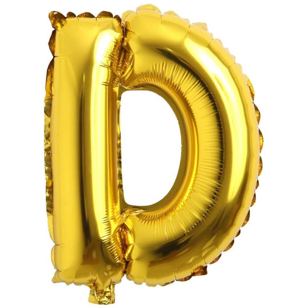 Foil Balloon Letter D  16in Gold