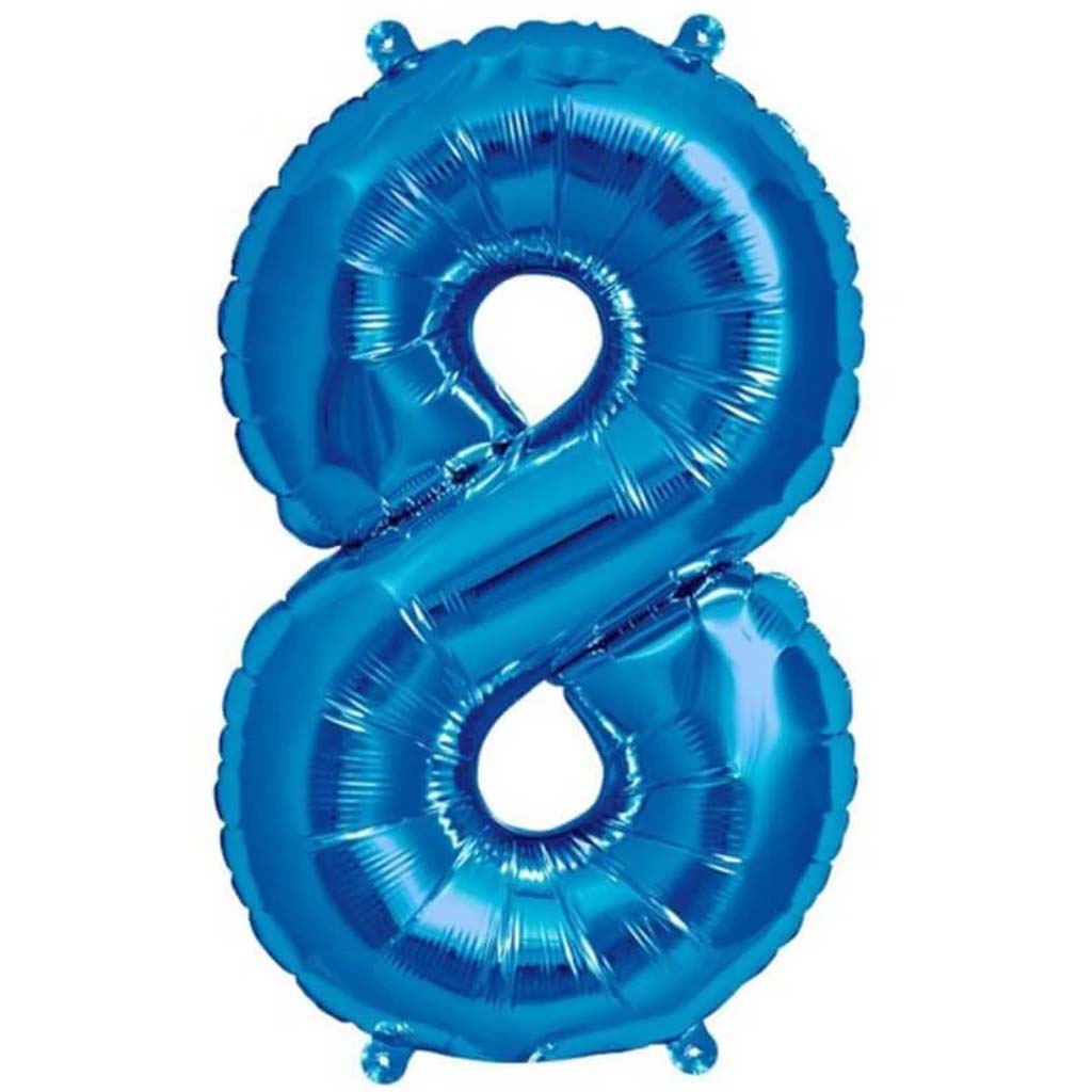 FOIL BALLOON NUMBER 8 BLUE 34in