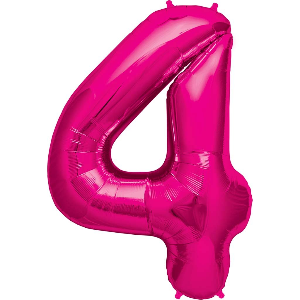 FOIL BALLOON NUMBER 4 MAGENTA 34in 