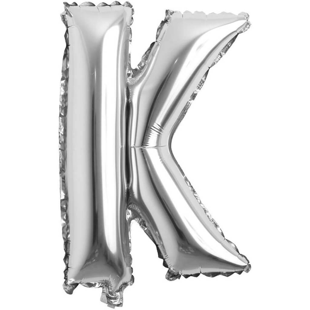 Foil Balloon Letter K  16in Silver