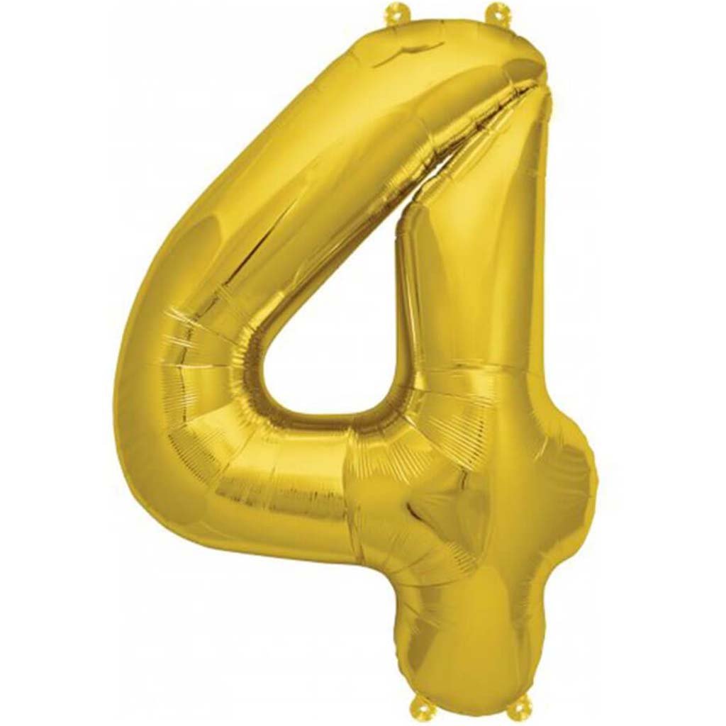 FOIL BALLOON NUMBER 4 GOLD 34in 