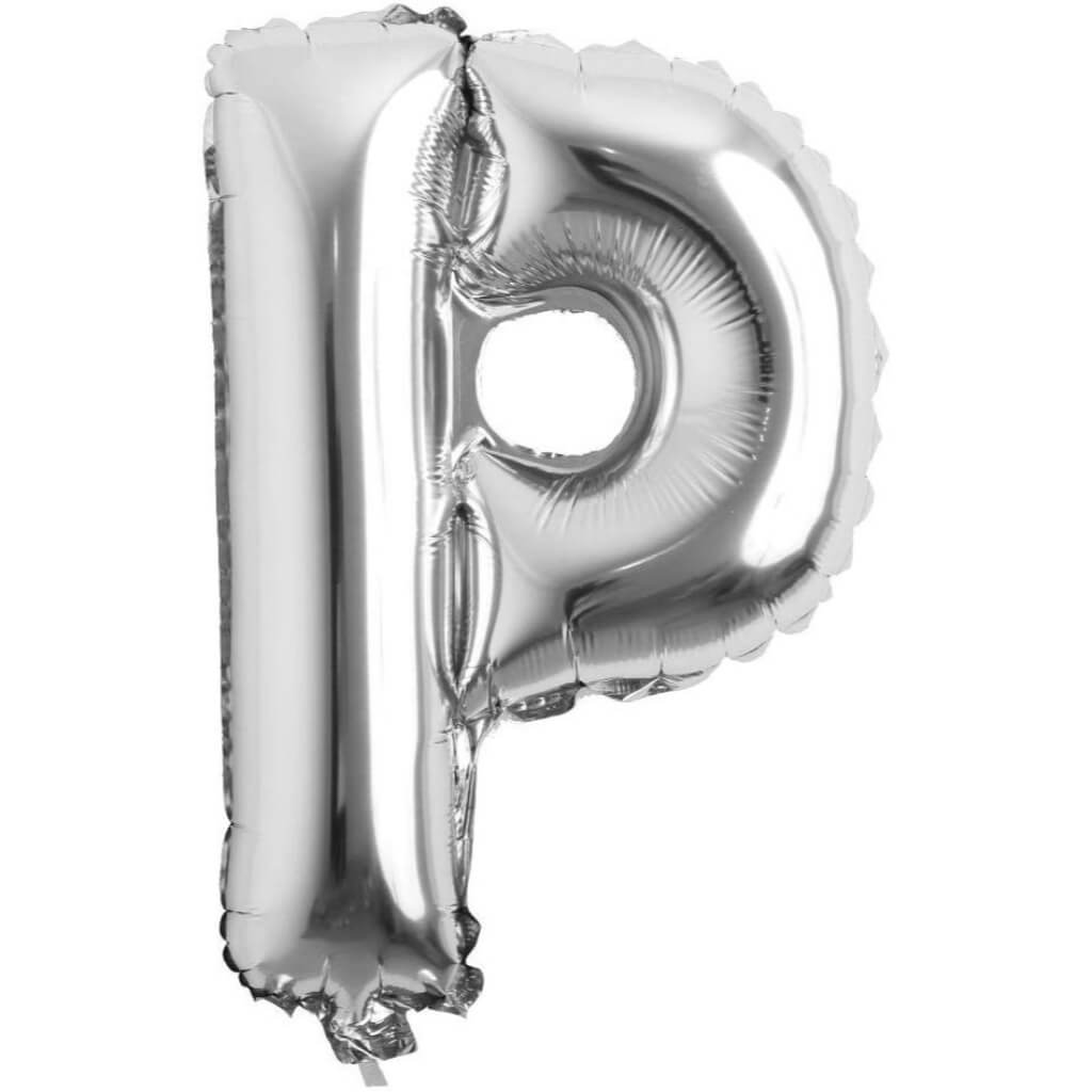 Foil Balloon Letter P  16in Silver