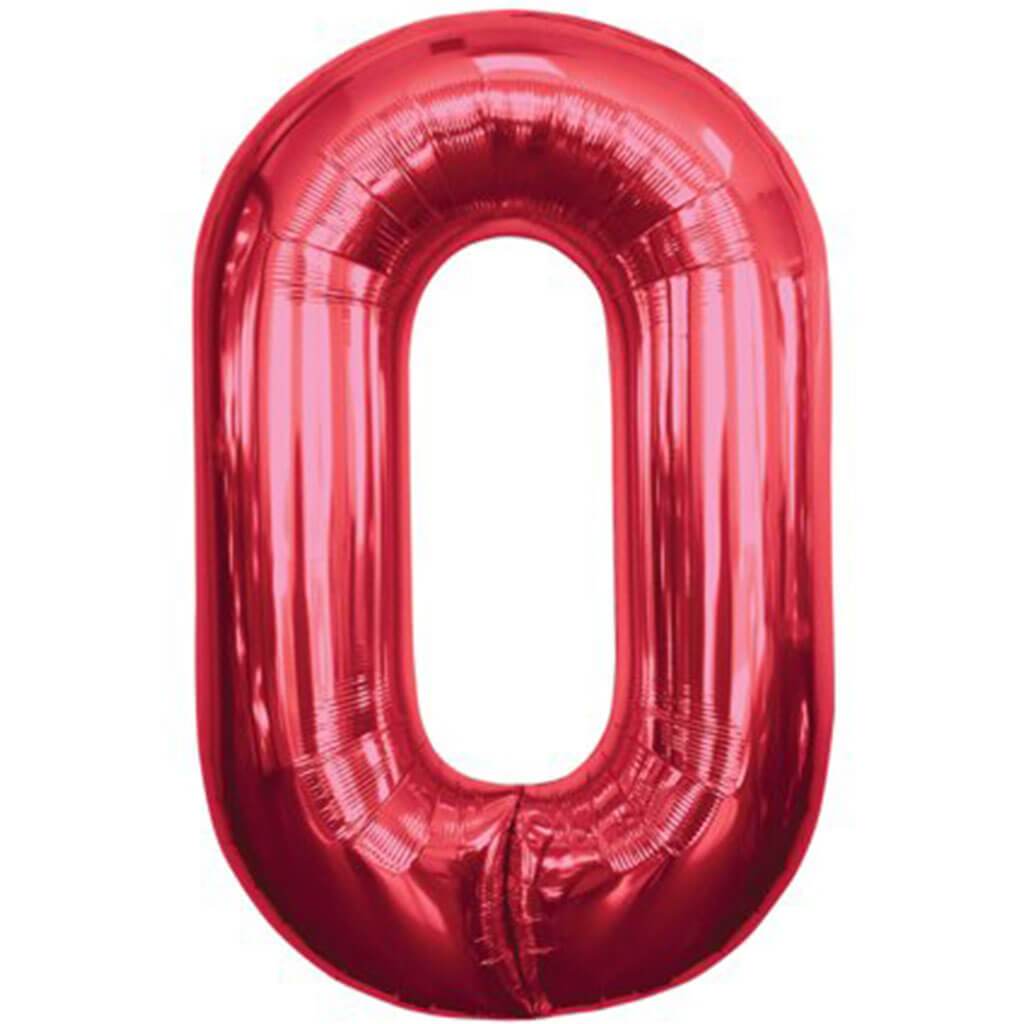 Number 0 Red 34in Foil Balloon