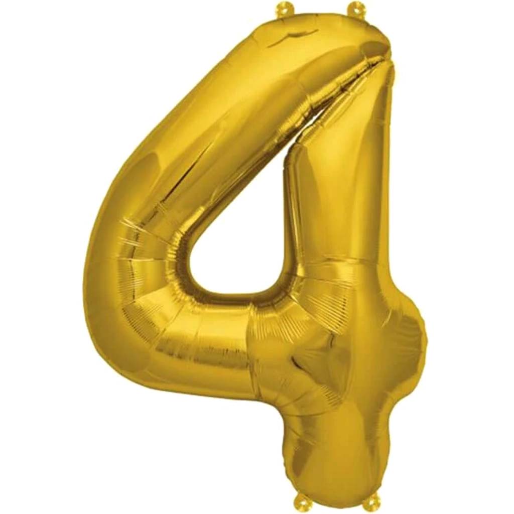 FOIL BALLOON NUMBER 4 GOLD 16in