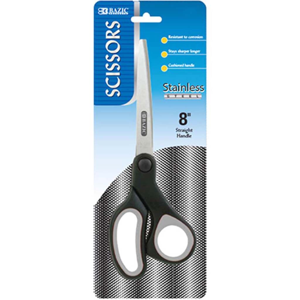 Soft Grip Stainless Steel Scissors Black 8in 