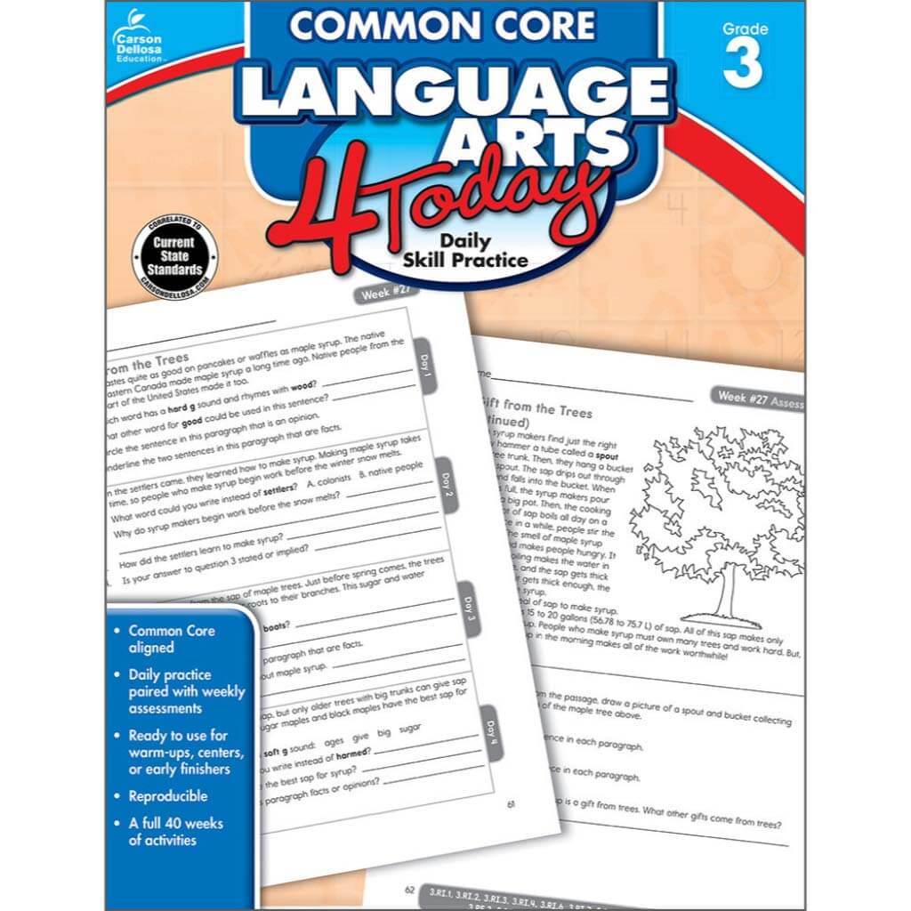 Common Core Language Arts 4 Today Workbook Grade 3 