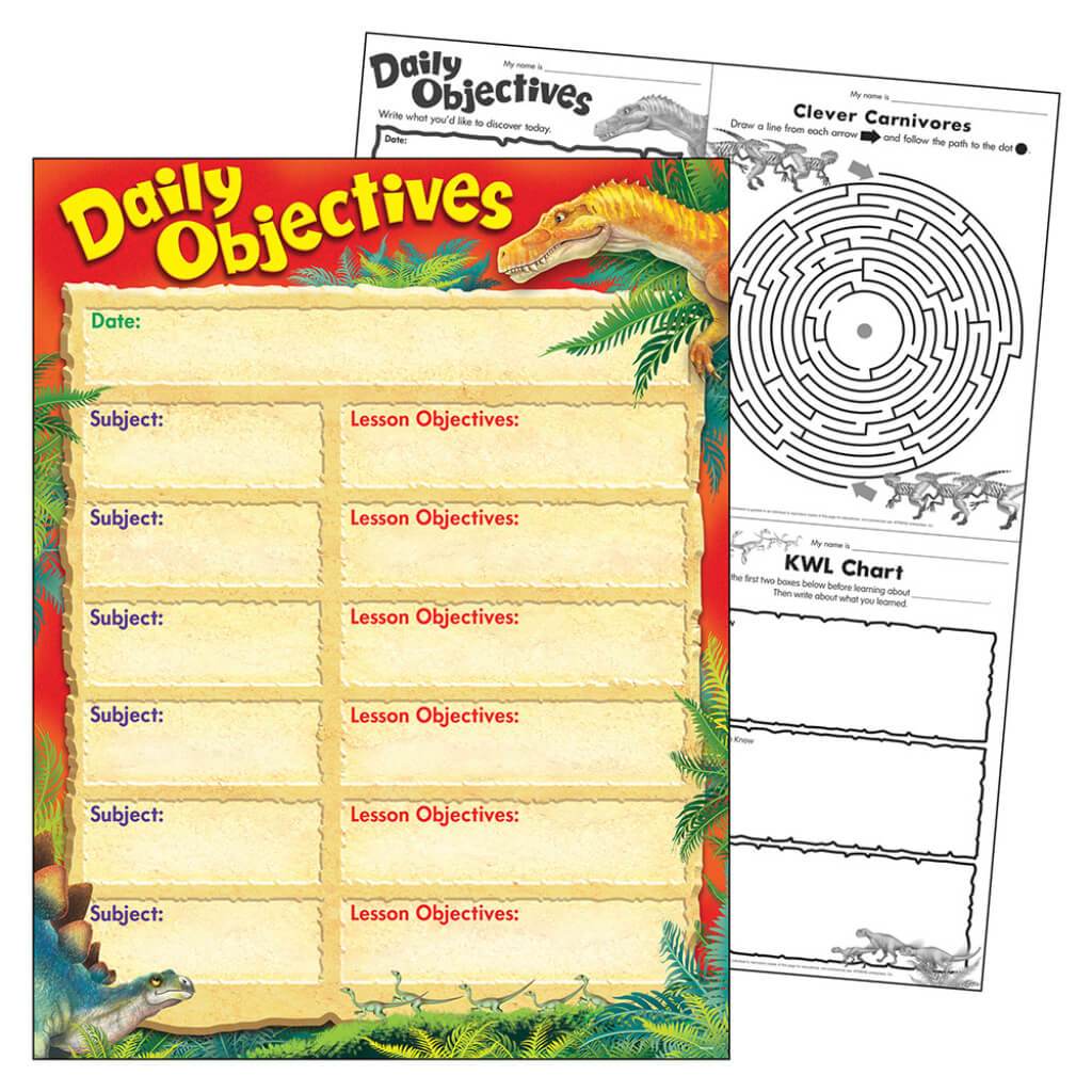 Daily Objectives Discovering Dinosaurs Learning Chart 