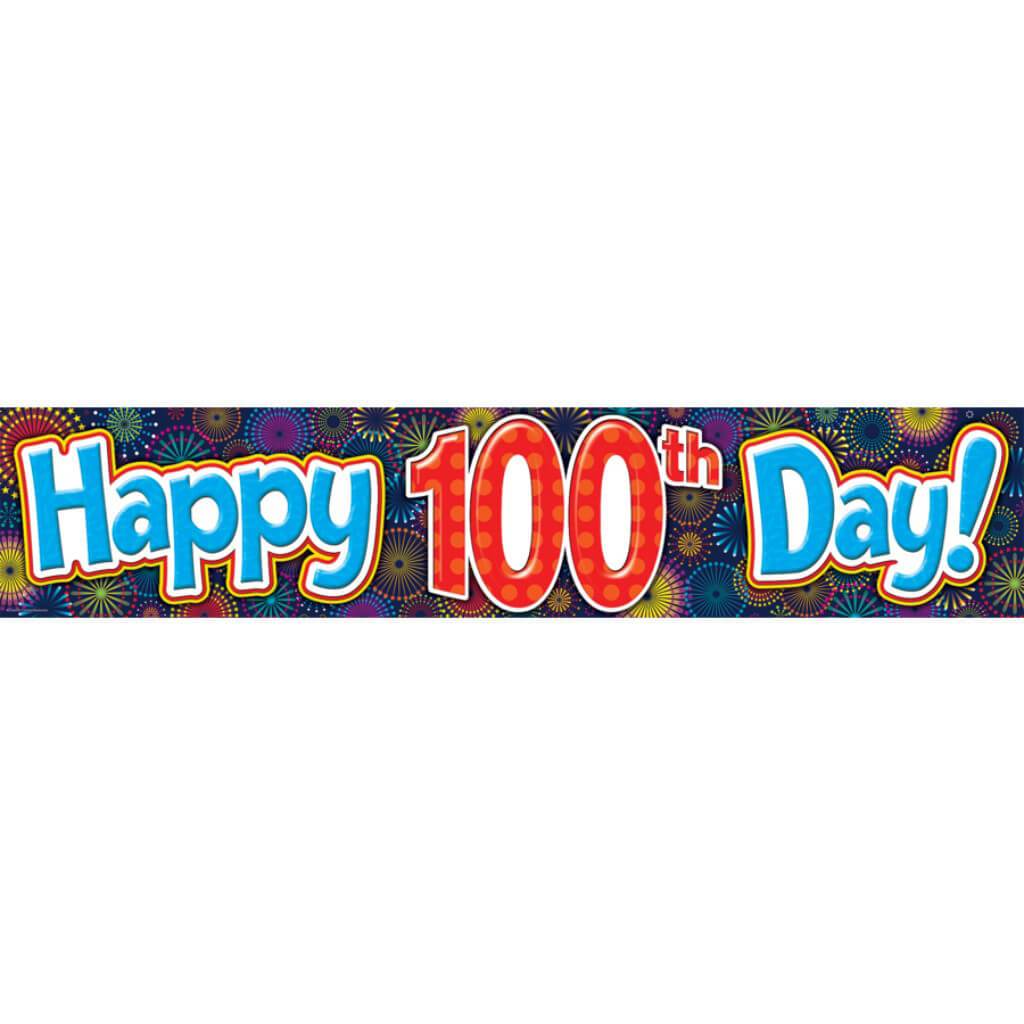 Fireworks Happy 100Th Day Banner 