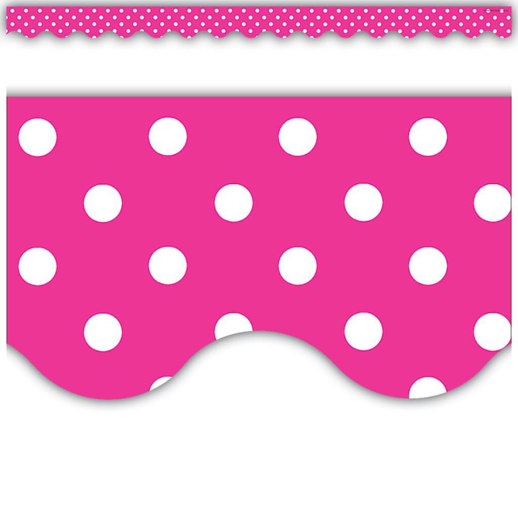 Hot Pink Polka Dot Border Scalloped 