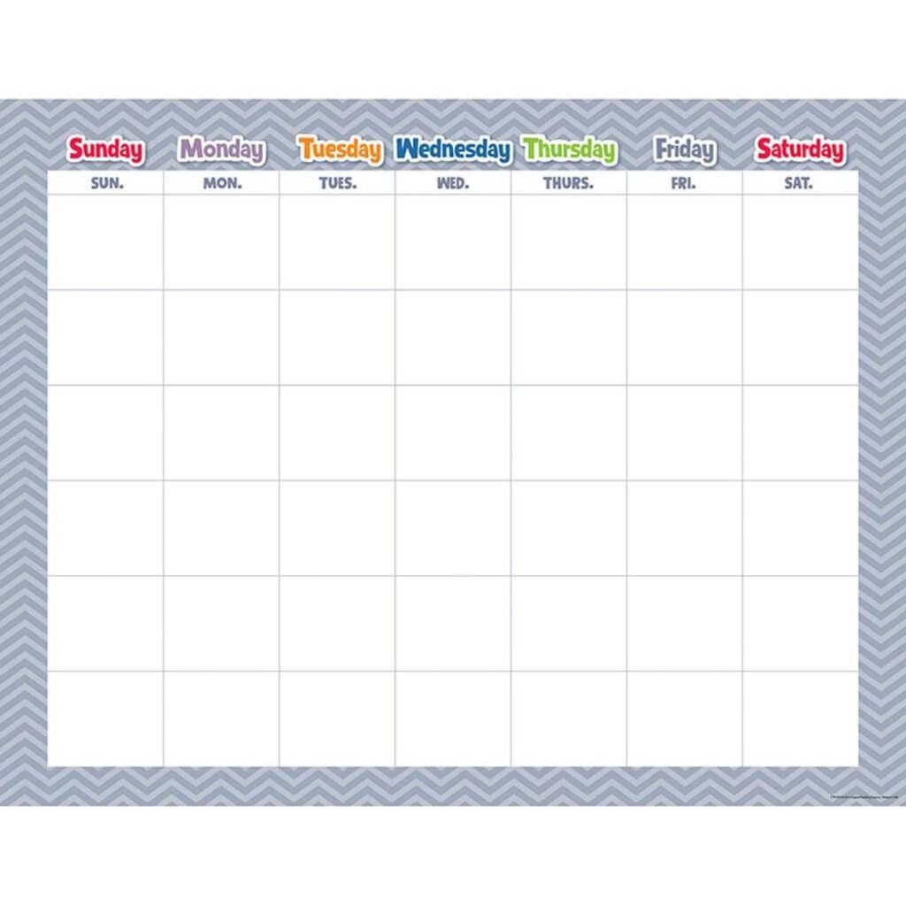 Chevron Calendar Chart Slate Gray 