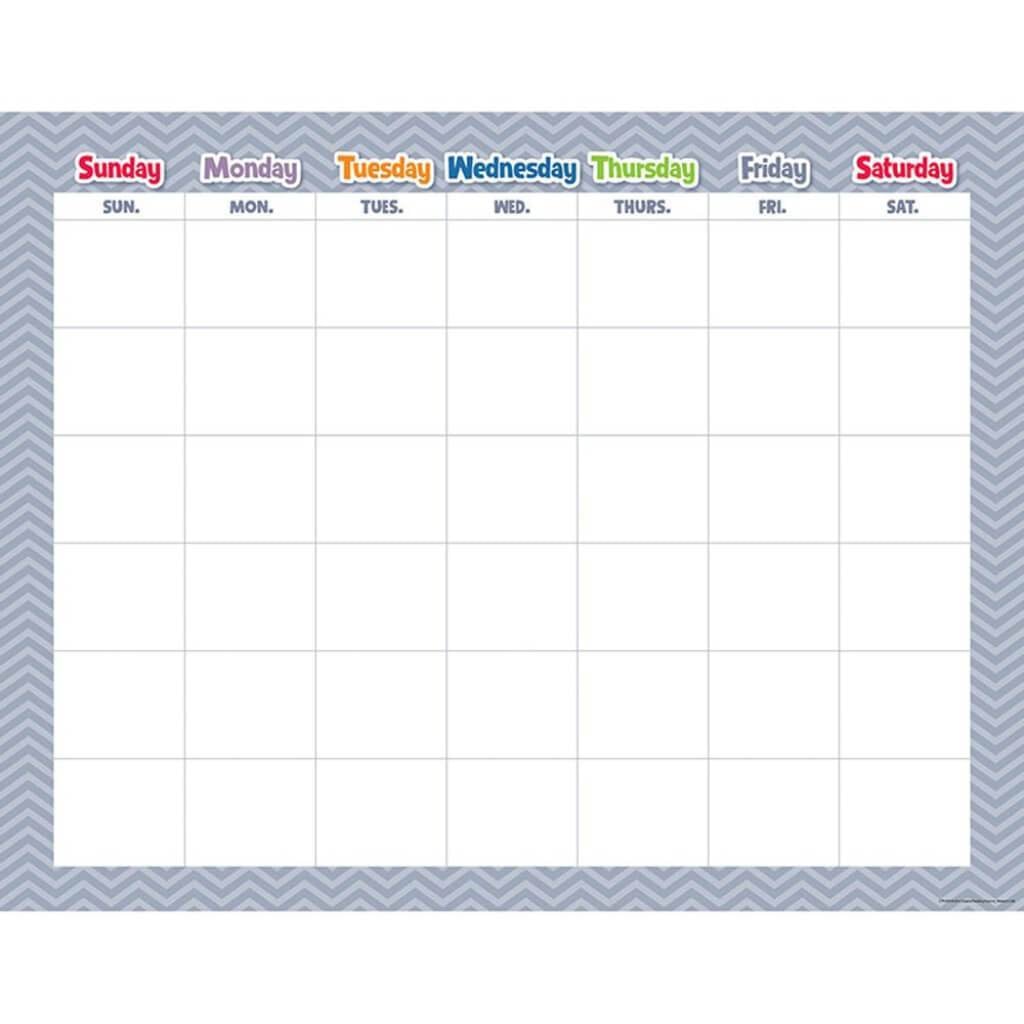 Chevron Calendar Chart Slate Gray 