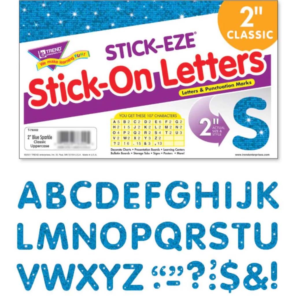 Sparkle Letters &amp; Marks Stick On Letters Blue 2In 