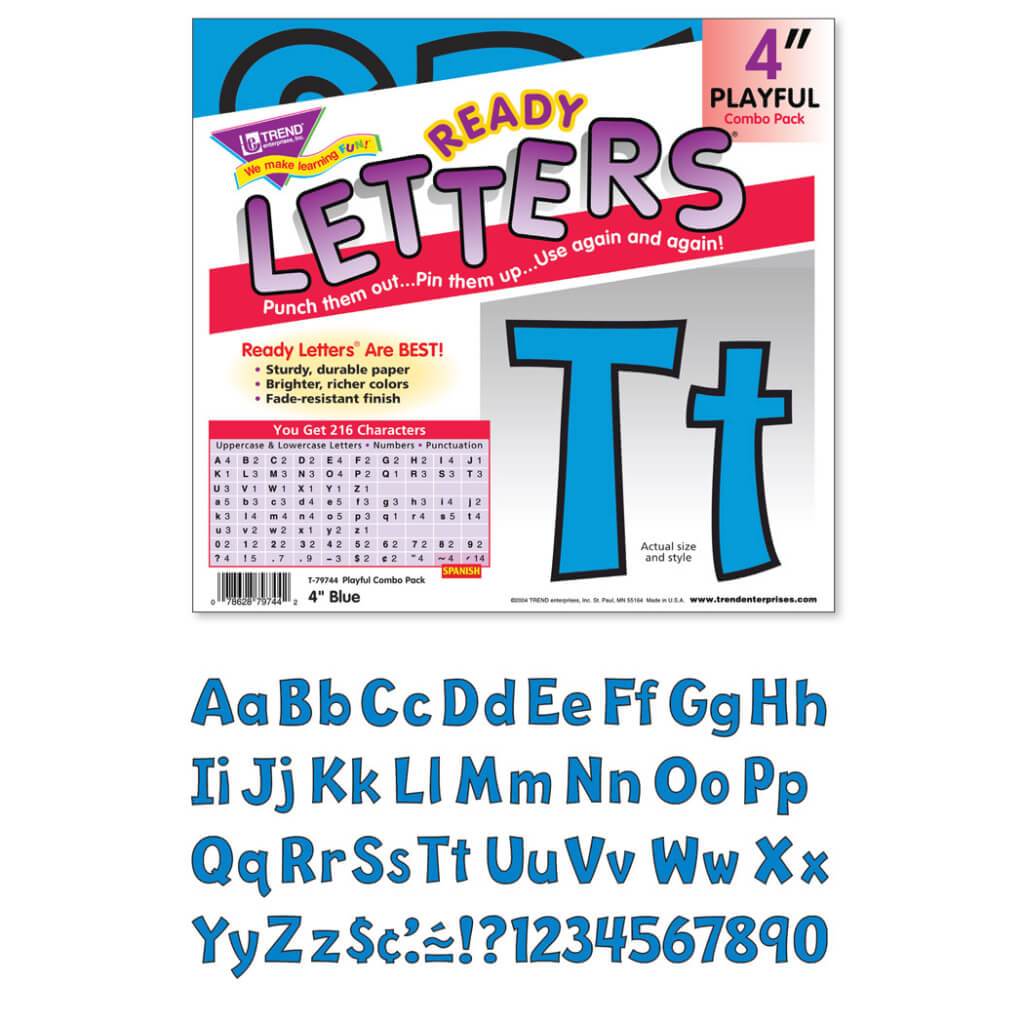 Ready Letters Playful Combo Pack 4In Blue 