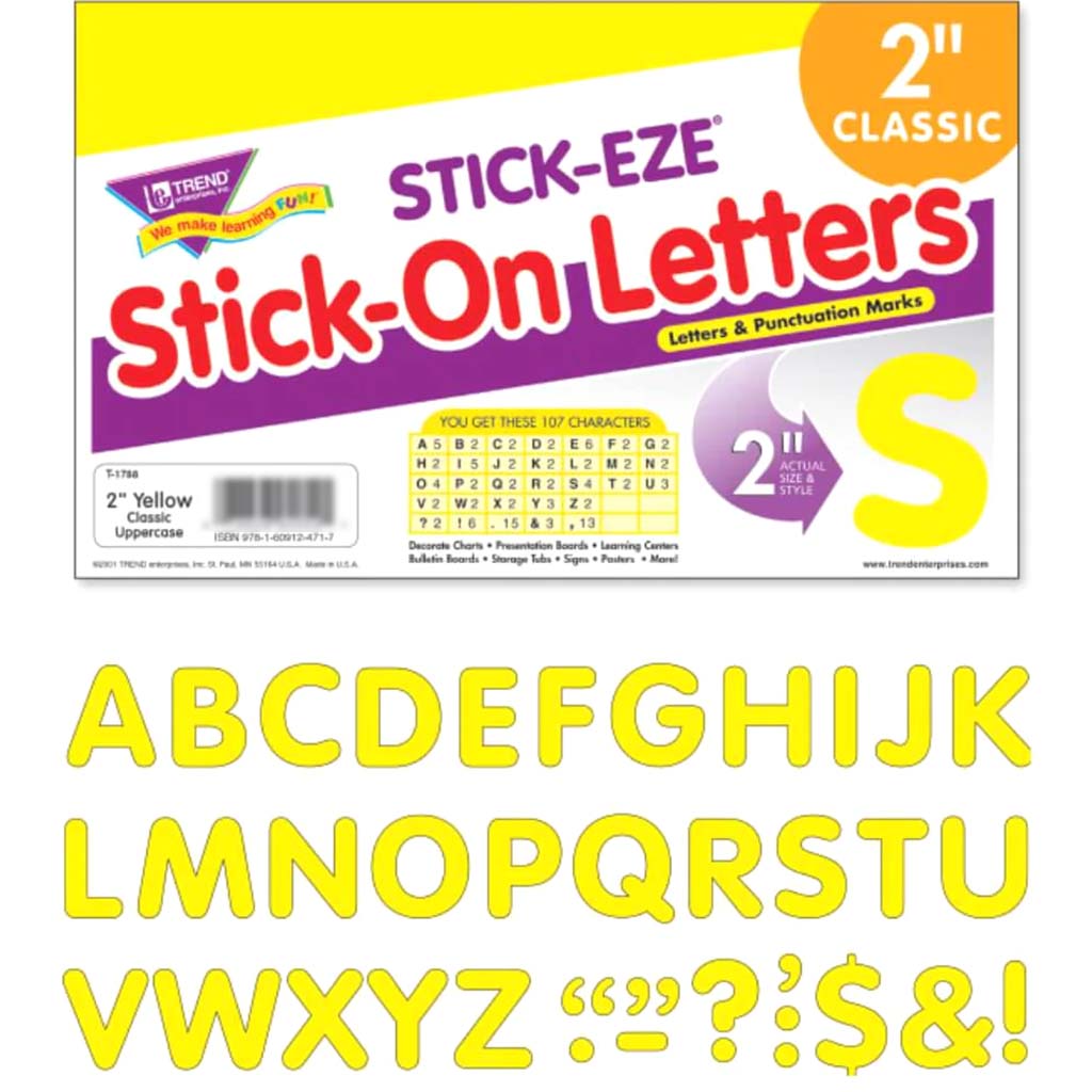 Letters &amp; Marks Stick-On Letters Yellow 2In 