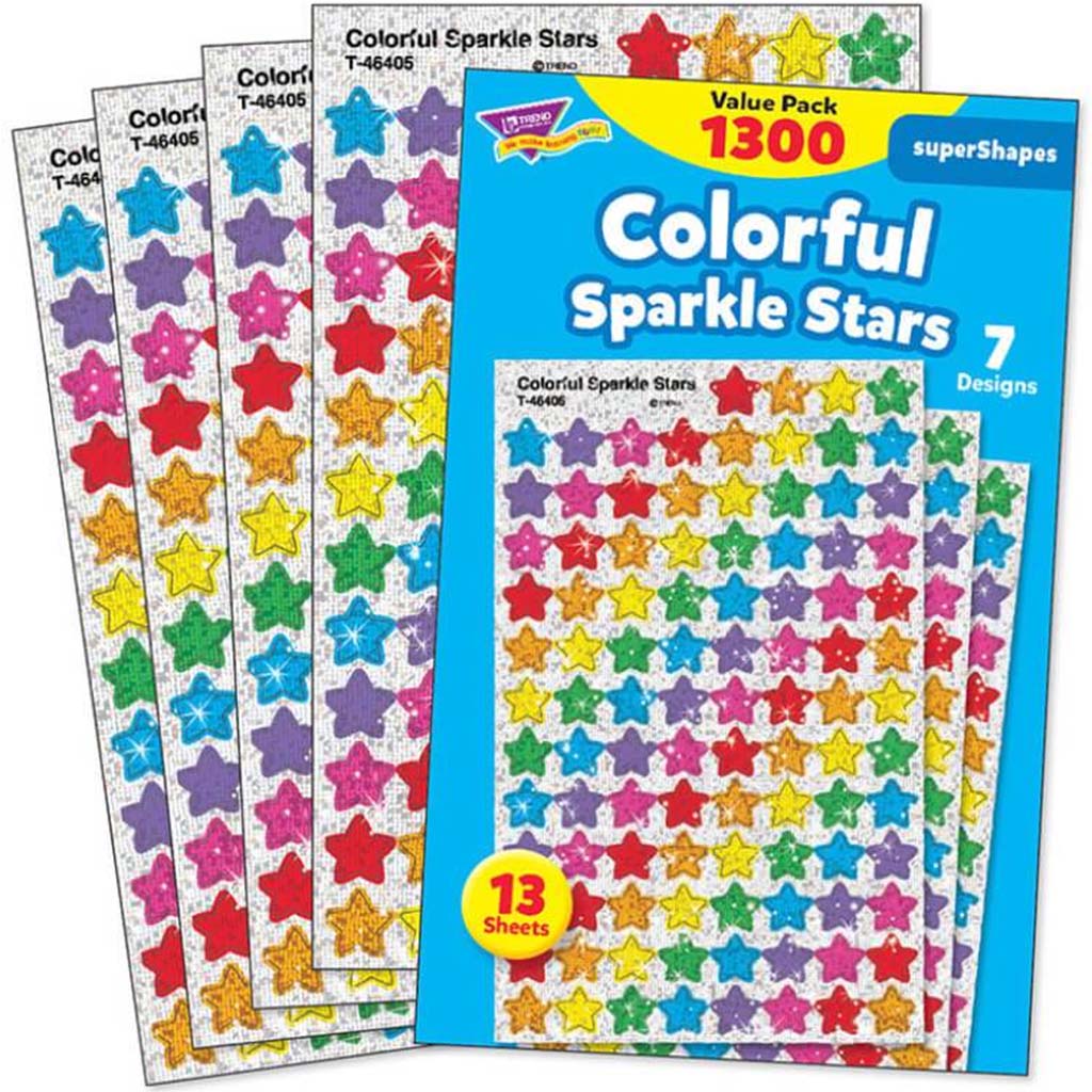 Colorful Sparkle Stars Supershape Sticker 