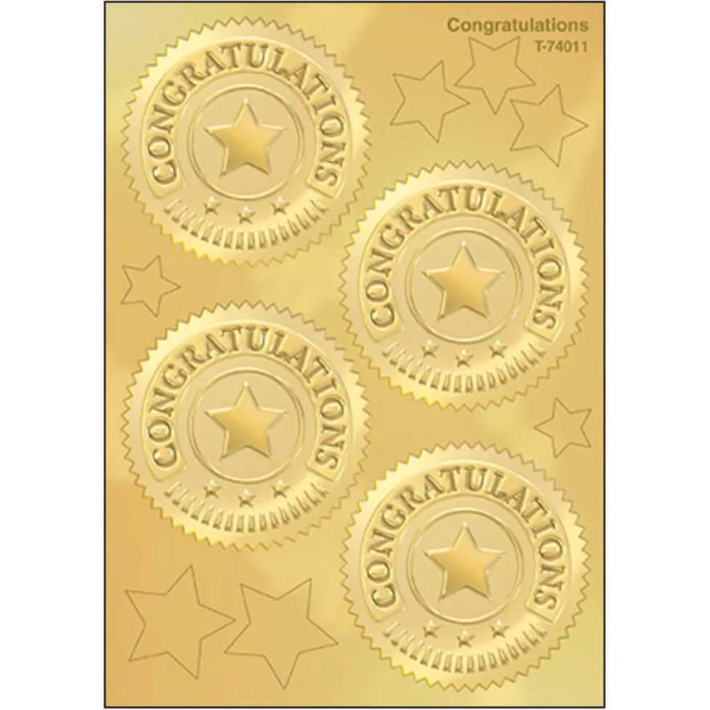Congratulations Gold Award Seals Stickers 
