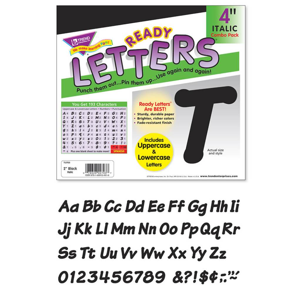 Ready Letters Italic Black 4" 