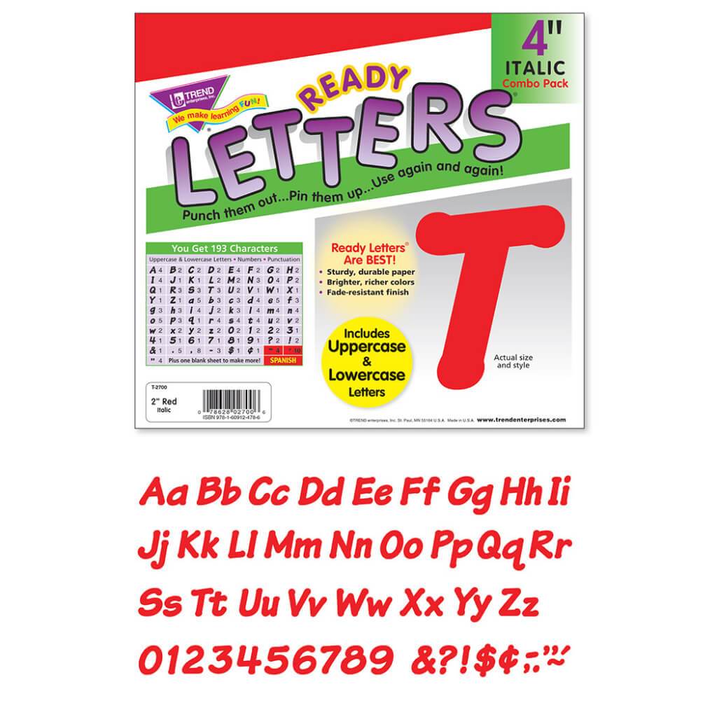 Ready Letters Italic Red 4" 