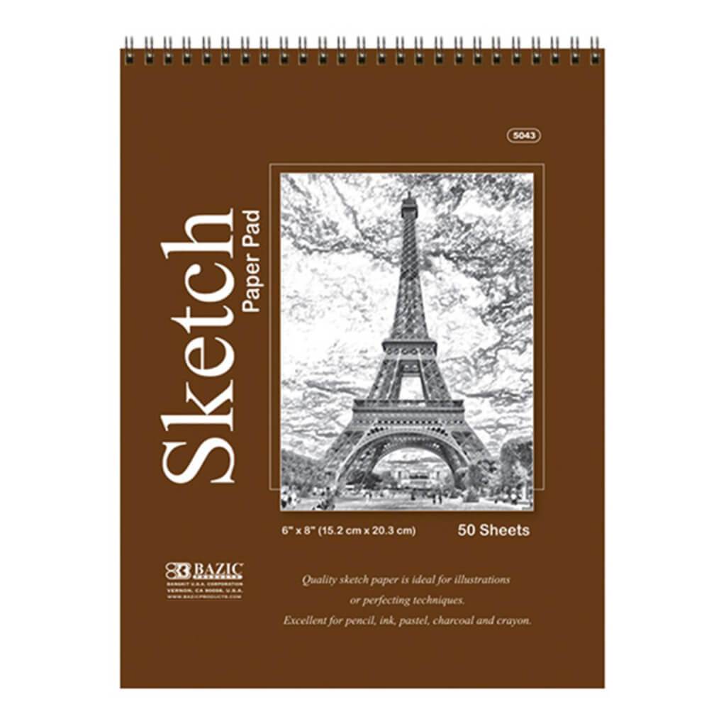 Top Bound Spiral Premium Sketch Pad 50ct 6in x 8in 