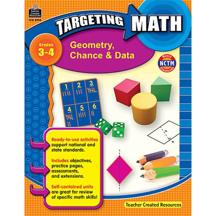 Targeting Math Geometry Chance & Data Book Grade 3-4