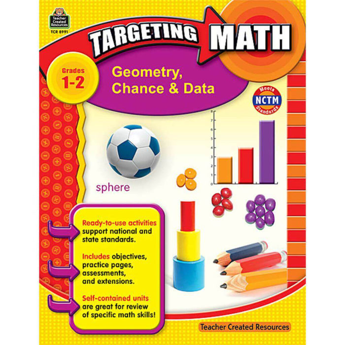 Targeting Math Geometry Chance & Data Book Grade 1-2