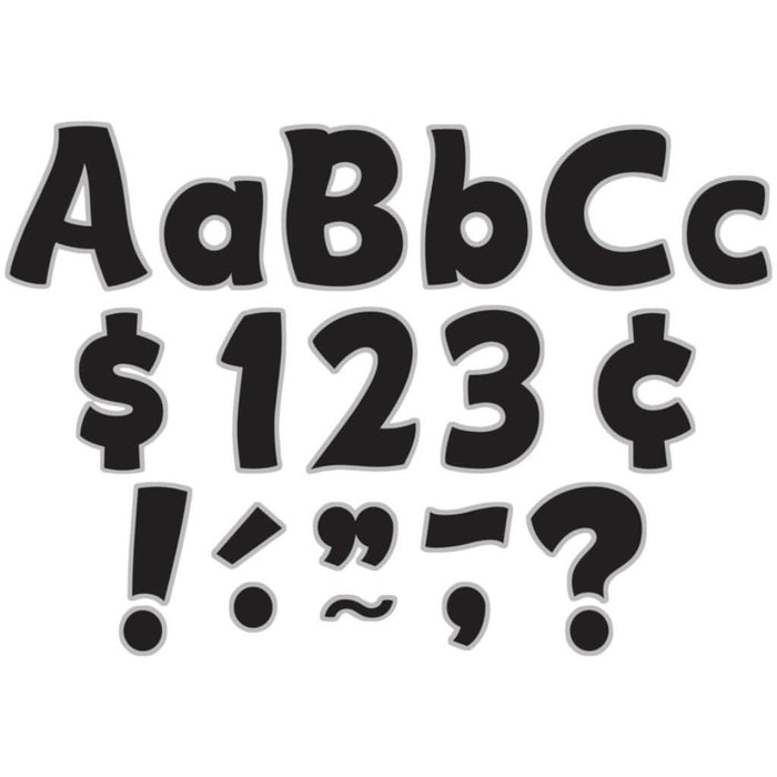 Blk & Slvr Funtastic Letters Uppercasse & Lowercase 4In 