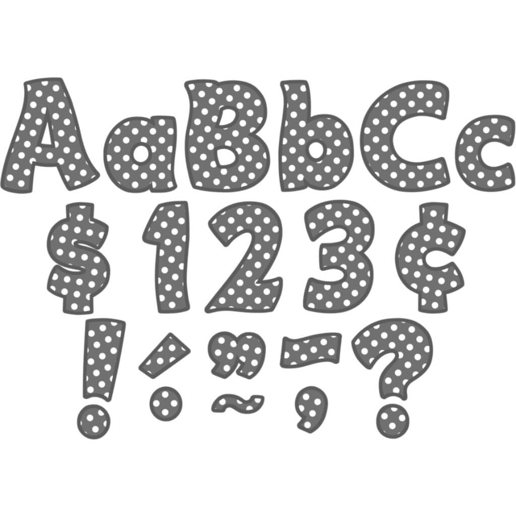 Gray Polka Dots Uppercase &amp; Lowercase Funtastic Letters 4In