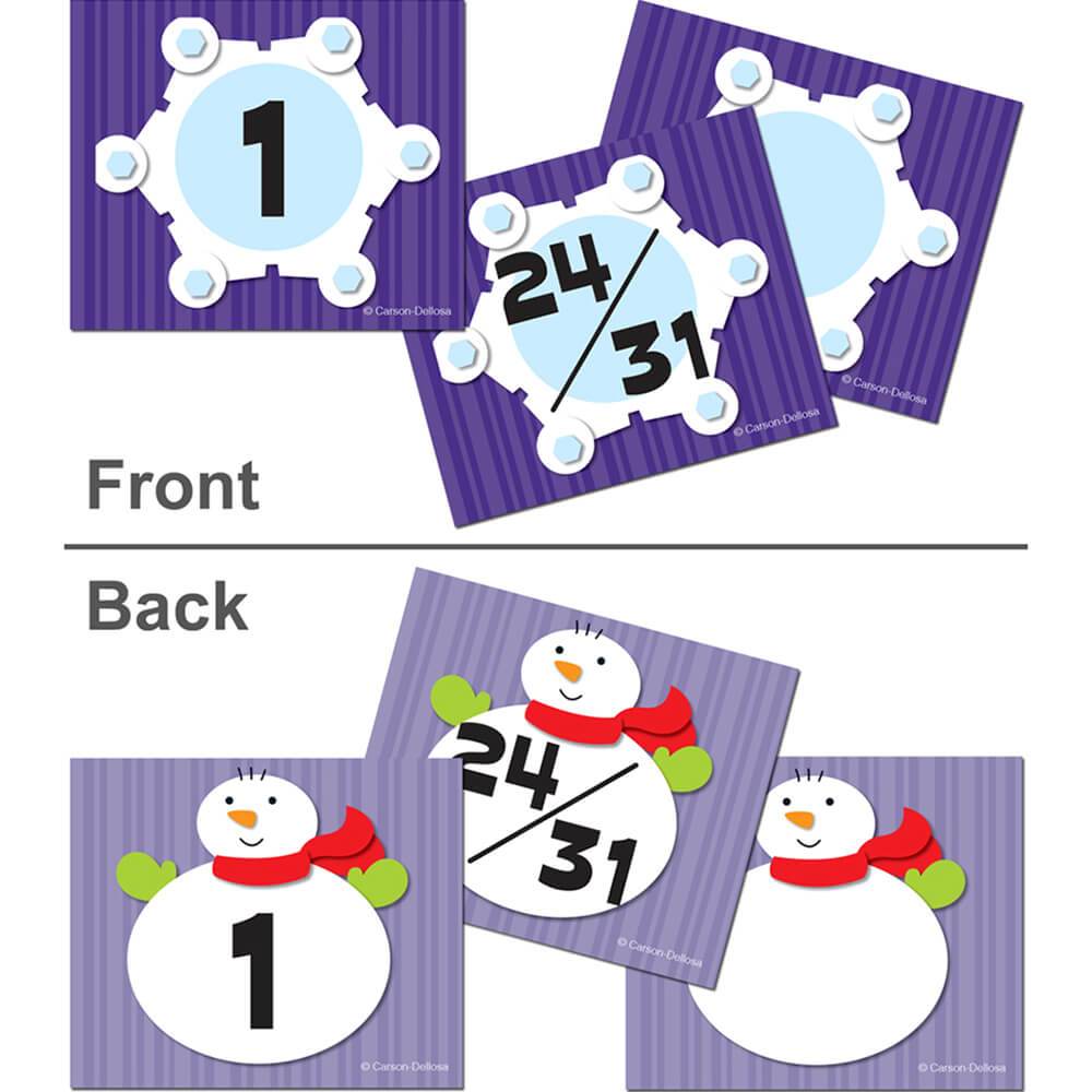 Snowflake &amp; Snowman Calendar Cover Up Cut Outs 