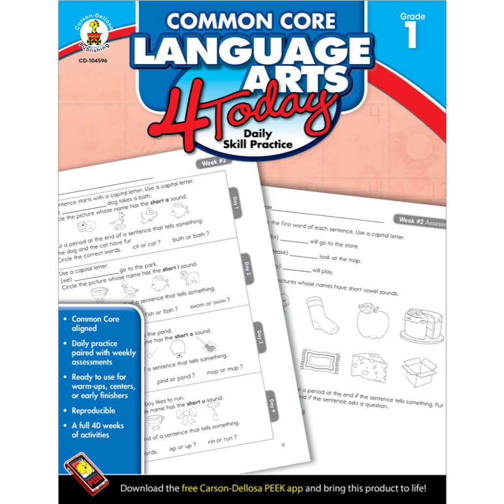 Common Core Language Arts 4 Today Workbook Grade 1 