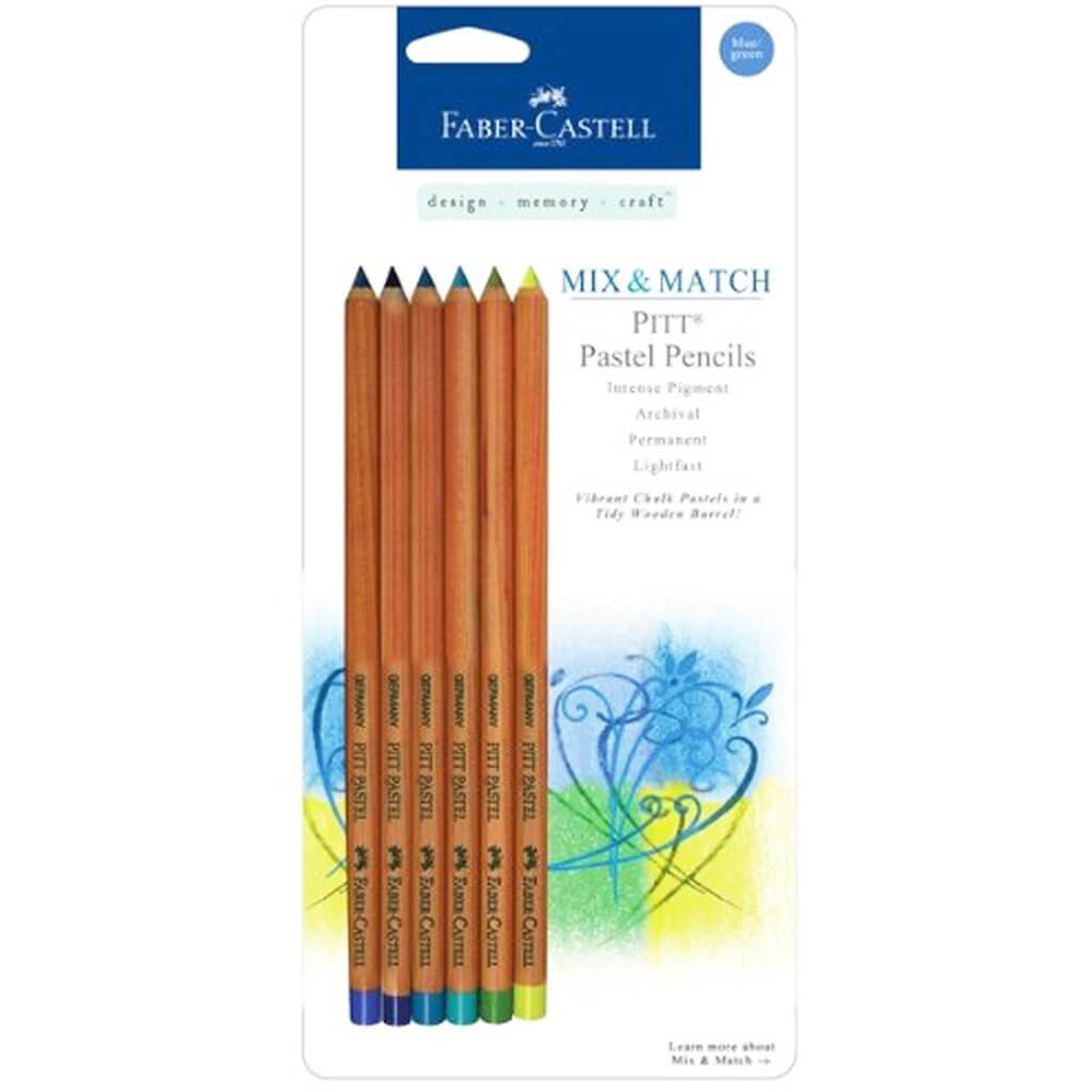 Pitt Pastel Pencils Blue and Green 6ct