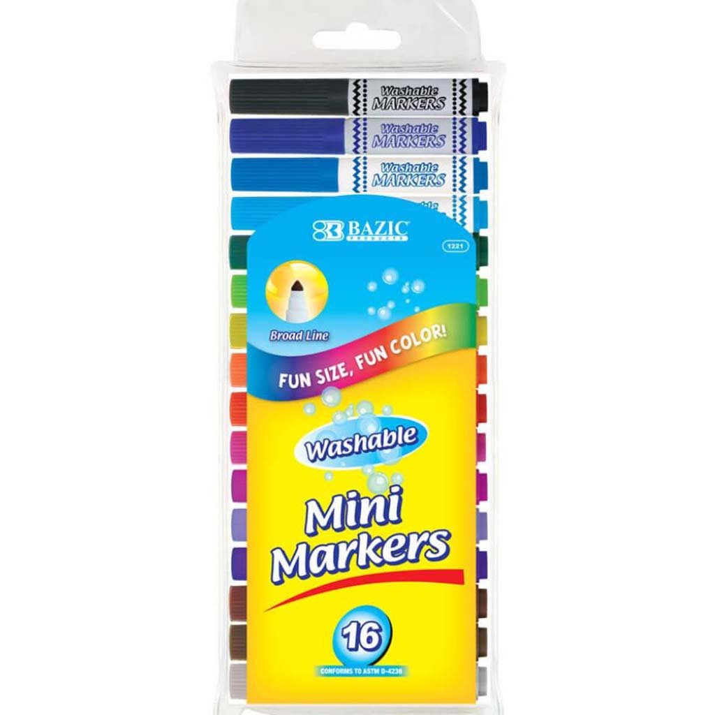 Washable Broad Line Mini Marker 16pcs 