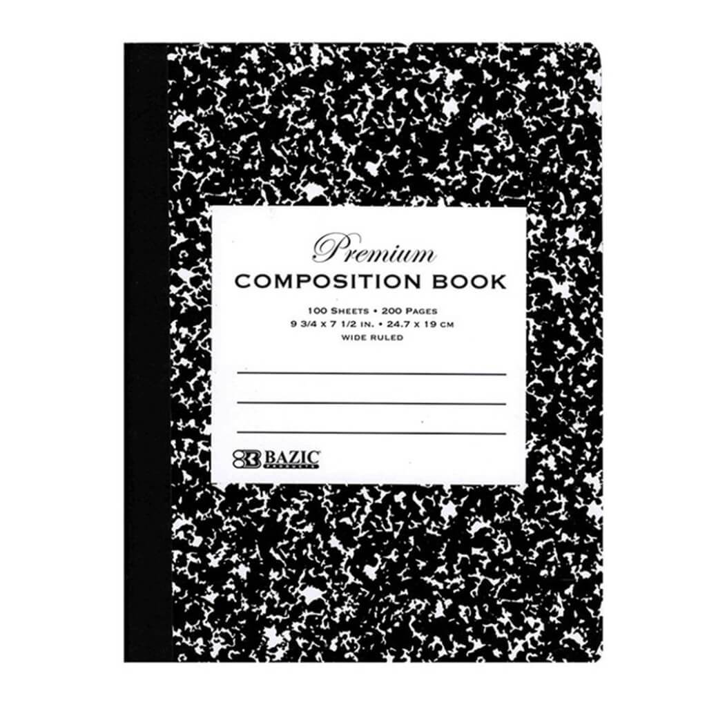 Composition Wide Ruled Notebook Black Marble 