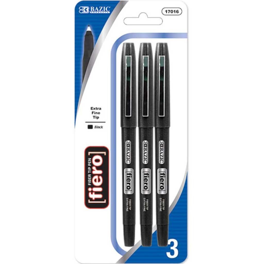 Fiber Tip Fineliner Pen Black 3ct 