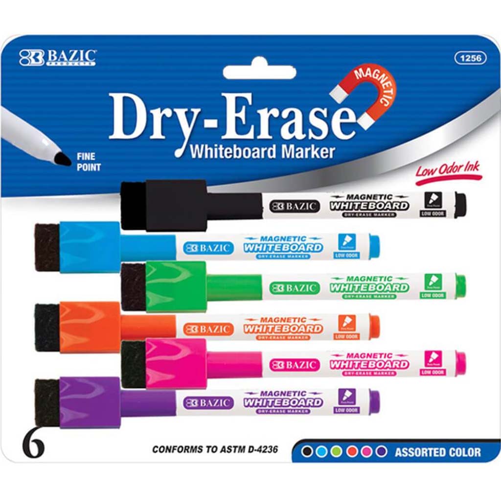 Magnetic Dry Erase Markers Assorted Color 6ct 